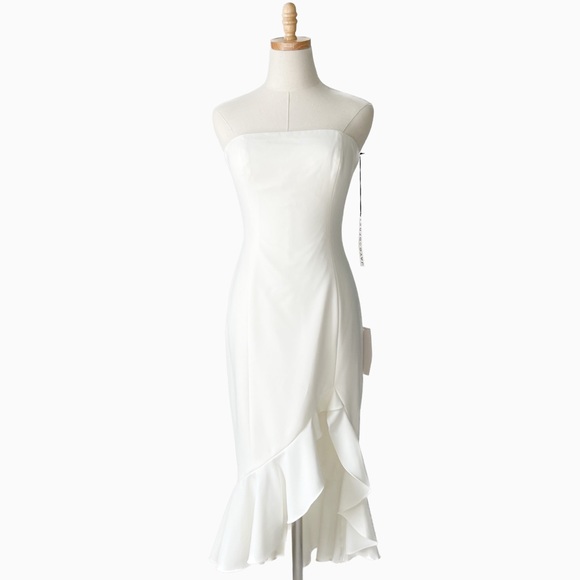 NWT JAY GODFREY Strapless Ruffle Hem Harrington Dress in Ivory - Picture 4 of 13